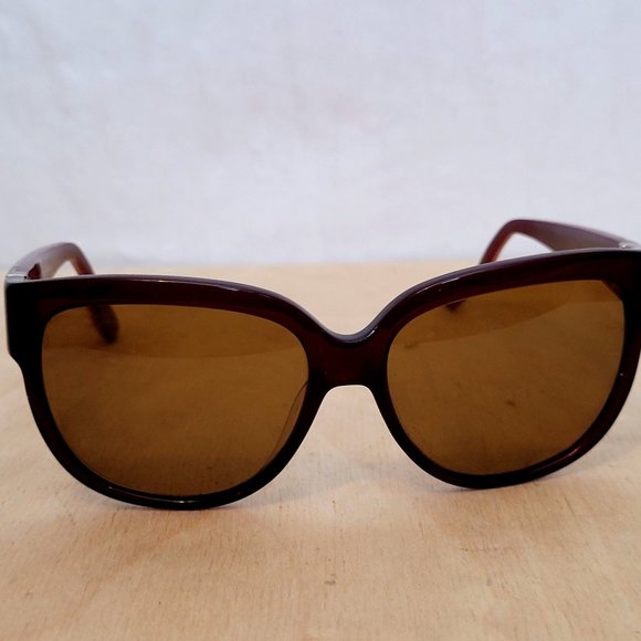 Salvatore Ferragamo Sunglasses Burgundy Plastic With Case Gold Trim SF 663S main image 6